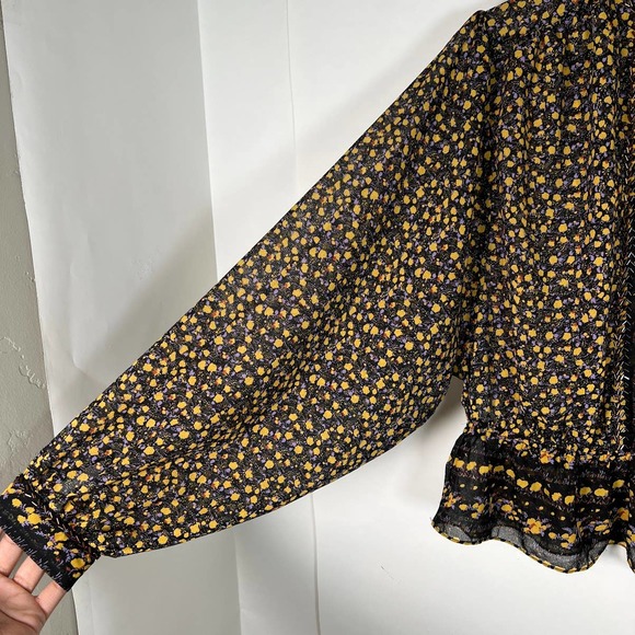 Free People Women's If I Had You Top M Floral Beaded Embellished Peplum Blouse - Picture 8 of 12